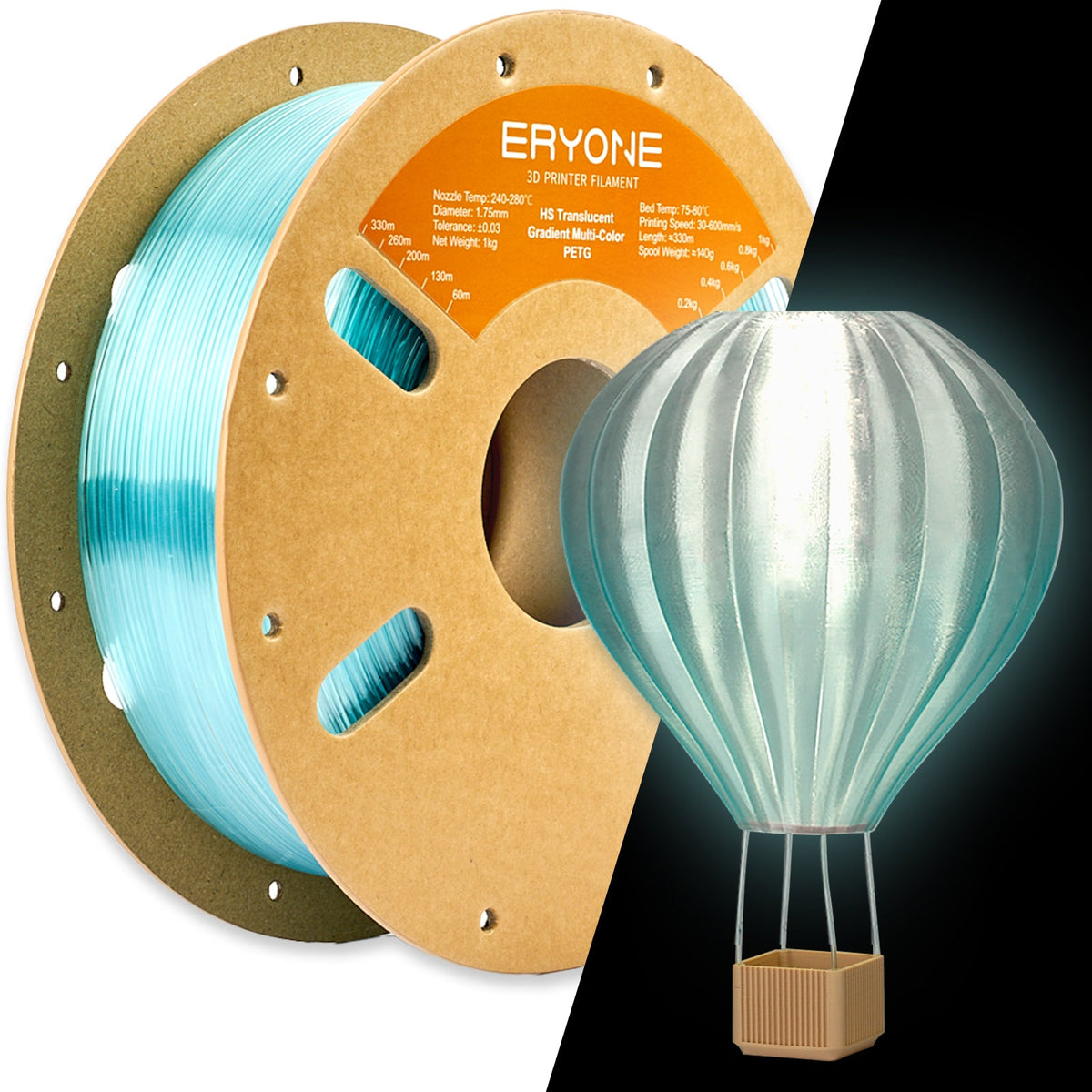 ERYONE PETG High-Speed Translucent Gradient Multi-Color 1kg